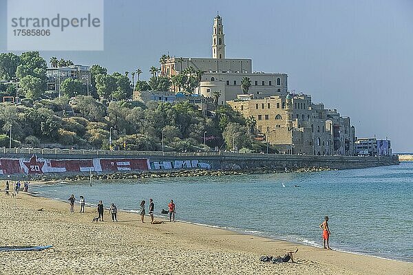 Strand  Stadtansicht von Jaffa mit Peterskirche  Tel Aviv  Israel  Asien