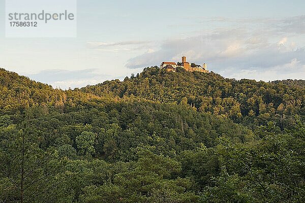 Ansicht der Wartburg von Nordwesten bei Sonnenuntergang  Eisenach  Thüringen  Deutschland  Europa