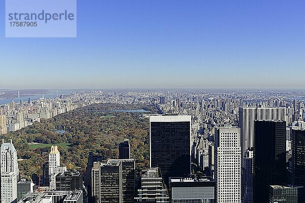 Central Park  von der Aussichtsterrasse des Rockefeller Center aus gesehen  Manhattan  New York  USA  Nordamerika