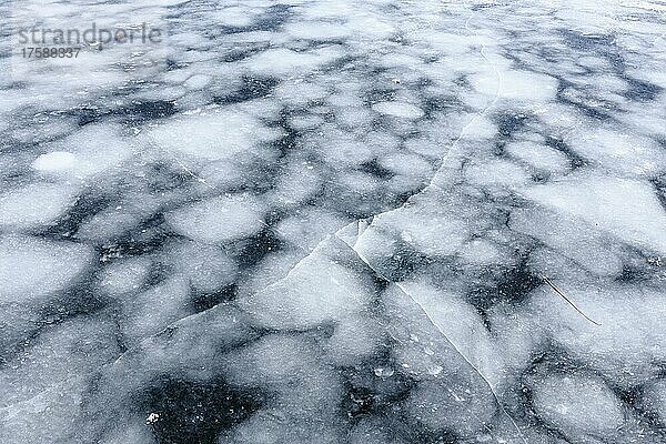 Eis auf dem gefrorenen Lawrence River  Provinz Quebec  Kanada  Nordamerika