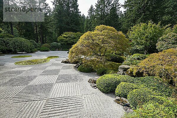 Steingarten  Zen Garten  Japanischer Garten  Portland  Oregon  USA  Nordamerika