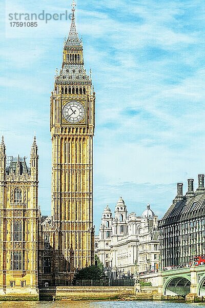 Blick auf Big Ben und Westminster Bridge  London  England  UK