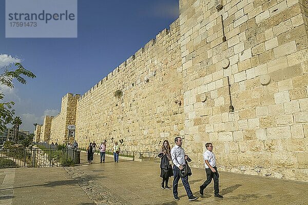 Stadtmauer am Jaffator  Jerusalem  Israel  Asien
