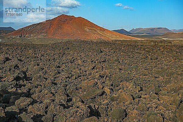 Lavalandschaft  Nationalpark Timanfaya  Lanzarote  kanarische Inseln  Kanaren  Spanien  Europa