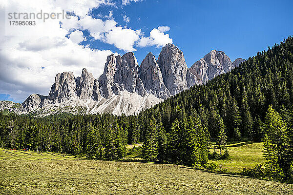 Italien  Südtirol  malerischer Blick auf die Geislergruppe im Sommer