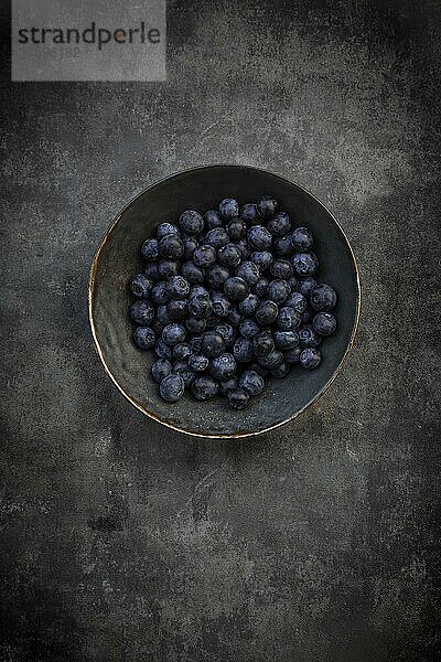 Studio shot of bowl of fresh blueberries