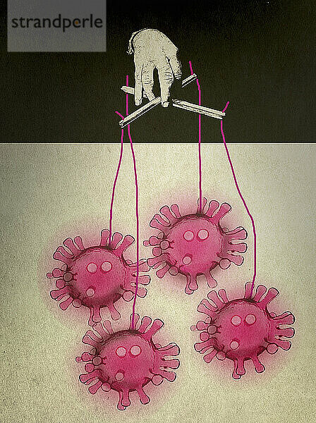 Coronavirus-Mikroorganismen an Marionettenfäden