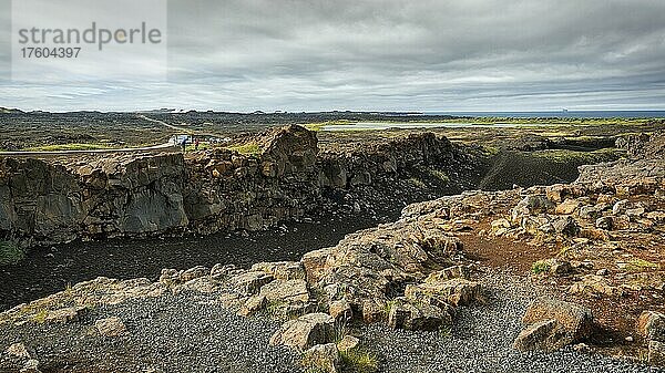 Kontinentalspalte zwischen Nordamerikanischer und Eurasischer Platte  Mittelatlantischer Rücken  Vulkanlandschaft  Halbinsel Reykjanes  nahe Reykjavik  Island  Europa