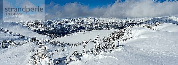 Winterlandschaft  verschneite Berggipfel  Hochplateau am Lawinenstein  Tauplitzalm  Steiermark  Österreich  Europa