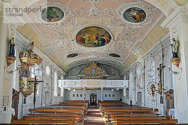 Orgelempore  Heilig-Geist-Pfarrkirche  Durach  Allgäu  Bayern  Deutschland  Europa