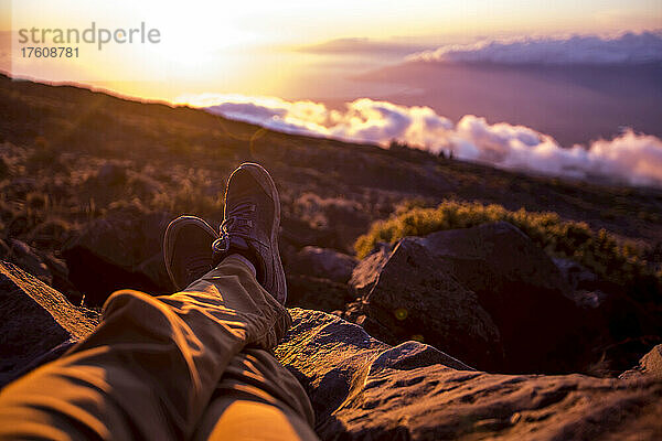 Der Sonnenuntergang vom Gipfel des Haleakala-Kraters.