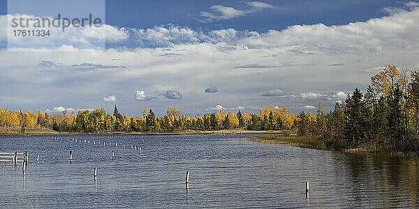 See und Herbstfarben entlang des Highway 97 in BC  Kanada; British Columbia  Kanada