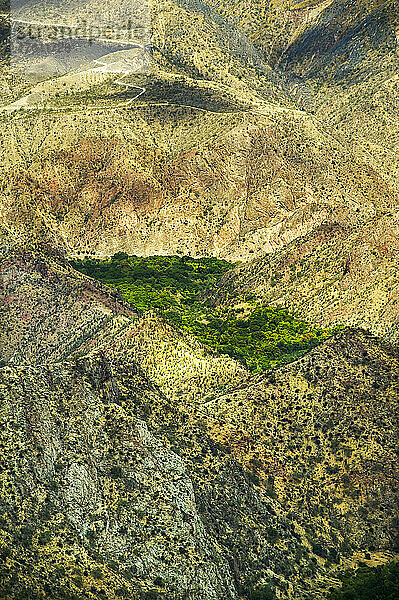 Blick auf die Vegetation in der Trockenheit im massiven Tal des Flusses Maranon  dem Hauptarm des oberen Amazonas  in den Anden  nahe Cajamarca  Peru; Peru