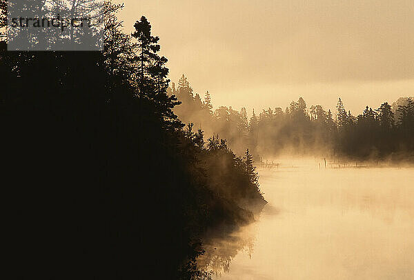 Morgennebel in der Nähe des White Lake  Lake Superior  Ontario  Kanada
