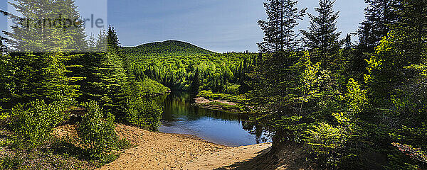 Ruhiger See und üppige Wälder im Mont-Tremblant-Nationalpark in der Region Laurentides; Quebec  Kanada