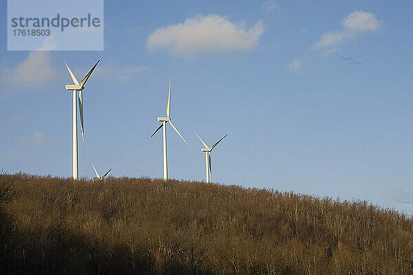 Windkraftanlagen auf einem Hügel in West Virginia; Mount Storm  West Virginia  USA