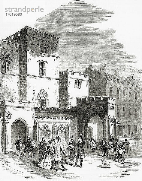 Eingang zum alten House of Lords  London  England. Aus Cassell's Illustrated History of England  veröffentlicht um 1890.
