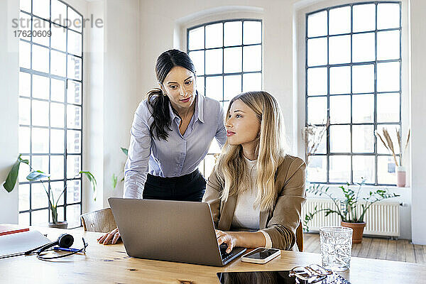Geschäftsfrauen mit Laptop arbeiten im Heimbüro