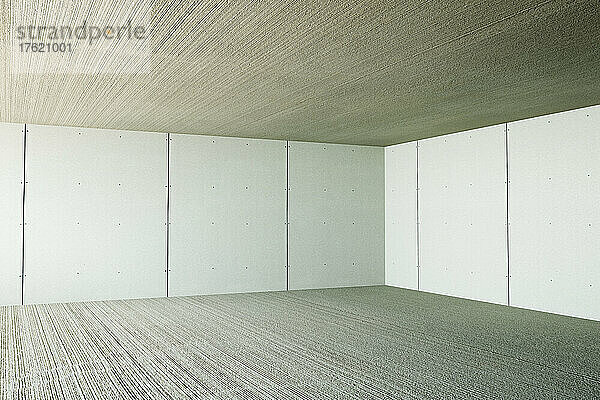 Three dimensional render of corner of unfurnished room