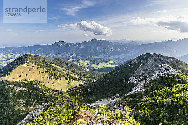 Blick auf das Tal zwischen Breitenstein und Wendelstein im Sommer