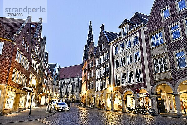 Bürgerhäuser  Roggenmarkt  Münster  Nordrhein-Westfalen  Deutschland  Europa