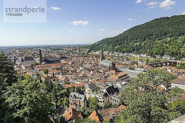 Stadtpanorama  Heidelberg  Baden-Württemberg  Deutschland  Europa