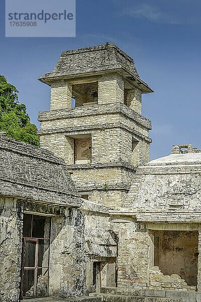 Turm  Palast (El Palacio)  Mayaruinen  Palenque  Chiapas  Mexiko  Mittelamerika