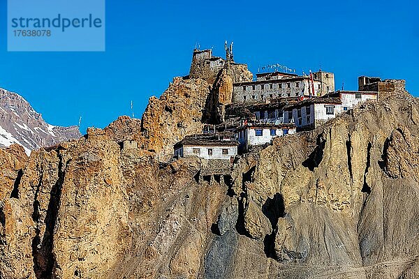 Dhankar-Kloster auf einer Klippe im Himalaya  Spiti-Tal  Himachal Pradesh  Indien  Asien