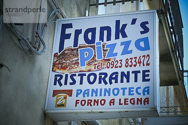 Werbung Pizzeria  Frank´s Pizza  Erice  Sizilien  Italien  Europa