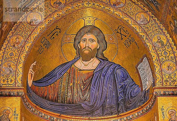 Jesus-Bild  Kathedrale Santa Maria Nuova  Monreale  Sizilien  Italien  Europa