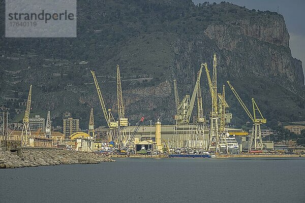 Kräne Industriehafen  Palermo  Sizilien  Italien  Europa