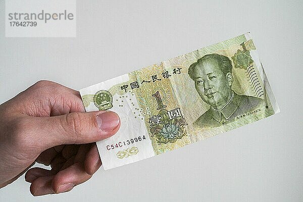 Renminbi  chinesische Banknote  Geldschein  Studioaufnahme