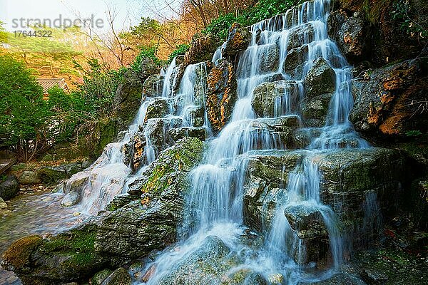 Small waterfall stream cascade. Seoul  South Korea
