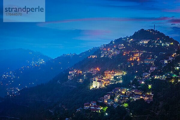 Night view of Shimla  the capital of Indian state Himachal Pradesh. Shimla  Himachal Prades  India