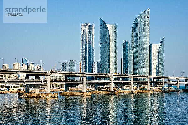 Busan Marine city skyscrapers and Gwangan Bridge  South Korea