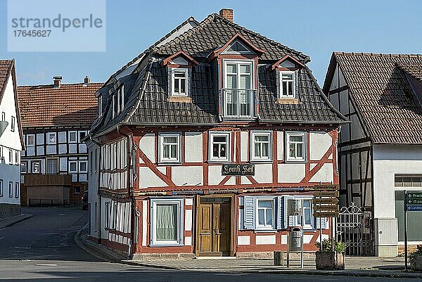 Barockes Fachwerkhaus  Bürgerhaus des Leonhard Heil  Altstadt  Schlitz  Vogelsberg  Hessen  Deutschland  Europa