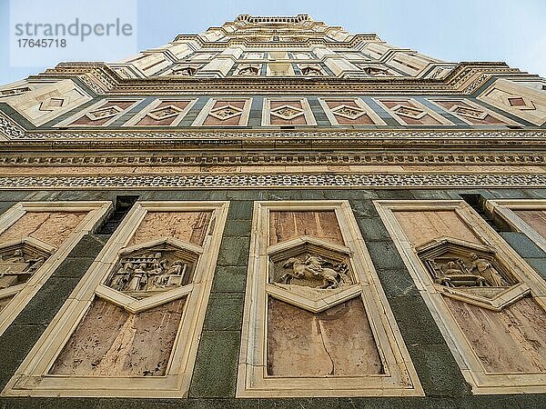 Campanile am Dom  Duomo Santa Maria del Fiore  Detailansicht  Unesco Weltkulturerbe  Florenz  Toskana  Italien  Europa