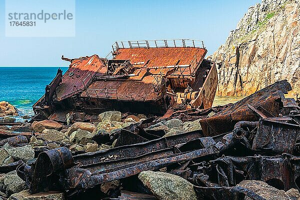Shipwreck of MV RMS Mulheim  Lands End  Cornwall  England  United Kingdom