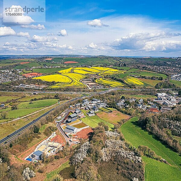 Fields and Meadows over English Village  Torquay  Devon  England  United Kingdom