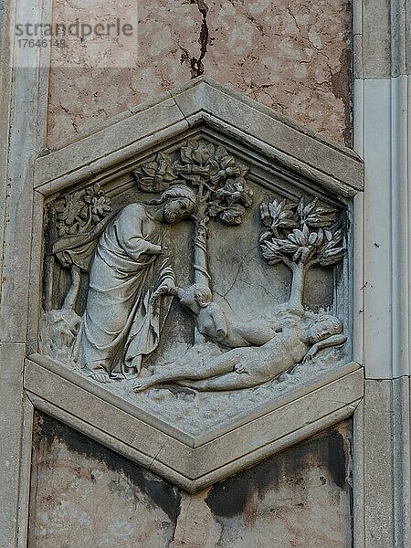 Campanile am Dom  Duomo Santa Maria del Fiore  Detailansicht  Unesco Weltkulturerbe  Florenz  Toskana  Italien  Europa