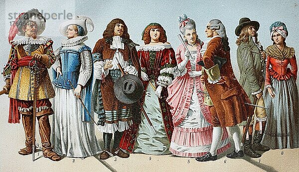 Kostüme aus der Antike  dem 17. und 18. Jahrhundert  digital restaurierte Reproduktion einer Originalvorlage aus dem 19. Jahrhundert