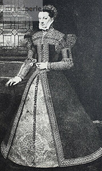 Mode aus england zur zeit von maria stuart  1550  1600  spätrenaissance  Trachten aus England zur Zeit von Maria Trachten aus England zur Zeit von Maria Stuart  Spätrenaissance  digital restaurierte Reproduktion einer Originalvorlage aus dem 19. Jahrhundert