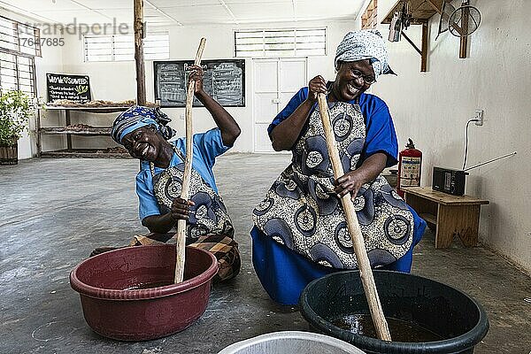 Frauen machen Seife  Seaweed center  Frauen Cooperative  Algenanbau und Seifenproduktion  Paje  Unguja  Ostküste Sansibar  Tansania  Afrika