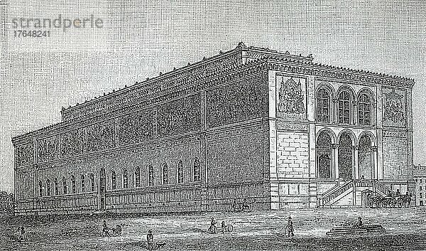 Neue Pinakothek München  Bayern  Deutschland  1855  digital restaurierte Reproduktion einer Originalvorlage aus dem 19. Jahrhundert  Europa
