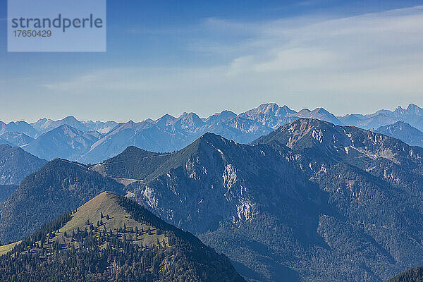 Gipfel der Bayerischen Voralpen vom Gipfel der Benediktenwand aus gesehen
