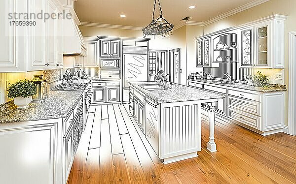 Schöne individuelle Küche Design-Zeichnung und gebürstet in Foto-Kombination