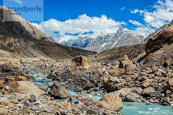 Chandra River in Himalayas. Lahaul Valley  Himachal Pradesh  India India