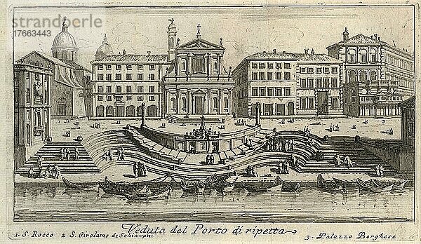 Veduto del Porto di ripetta  Rom  Italien  1767  digitale Reproduktion einer Originalvorlage aus dem 18. Jahrhundert  Originaldatum nicht bekannt  Europa