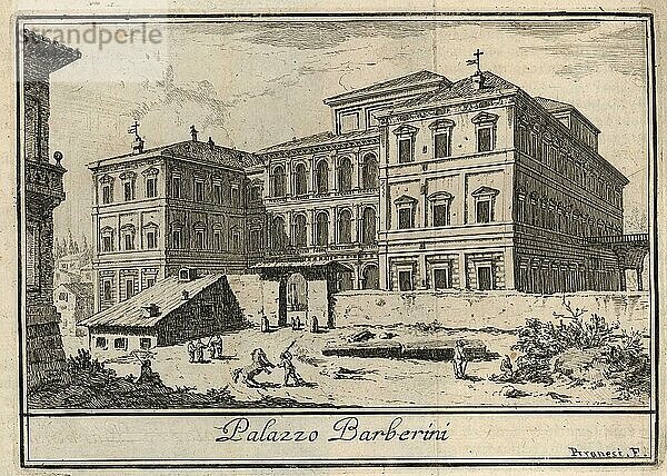 Palazzo Barberini  1767  Rom  Italien  digitale Reproduktion einer Originalvorlage aus dem 18. Jahrhundert  Originaldatum nicht bekannt  Europa