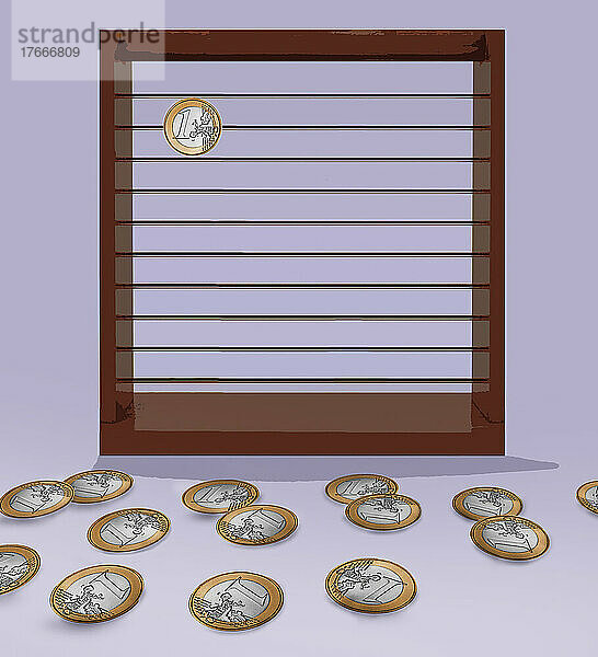 Vom Abakus gefallene Euro-Münzen